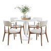 Dakota - Savannah 5 Piece Dining Set - White Steel, White Wood, Copper Metal, Whitewashed Wood,cream Noise Fabric
