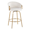 Claire - 26" Fixed-Height Counter Stool With Swivel And Round Gold Metal Footrest (Set of 2) - Gold Metal