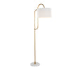 Leslie - 63" Art Deco Metal Floor Lamp - White Marble And Gold Metal With White Linen Shade