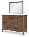 Artisan's Place 64-inch Eight Drawer Dresser — Vintage Pine / Ironwood