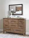 Artisan's Place 64-inch Eight Drawer Dresser — Vintage Pine / Ironwood