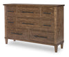 Artisan's Place 64-inch Eight Drawer Dresser — Vintage Pine / Ironwood