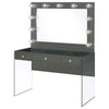 Afshan - 3-Drawer Vanity Set With Lighting - Gray High Gloss