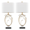 Crystal - Buds Table Lamp (Set of 2) - Black Metal, Clear Crystal, Gold Metal, Off-white Linen