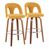 Ava - Upholstered Fixed-Height Barstool (Set of 2) - Walnut Wood Base