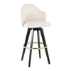 Ahoy - Upholstered Fixed-Height Barstool (Set of 2) - Black Base, Gold Footrest
