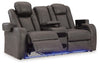 Fyne-Dyme Power Reclining Loveseat with Console - Shadow