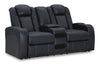 Fyne-Dyme Power Reclining Loveseat with Console - Sapphire