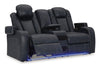 Fyne-Dyme Power Reclining Loveseat with Console - Sapphire