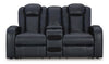Fyne-Dyme Power Reclining Loveseat with Console - Sapphire