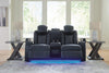 Fyne-Dyme Power Reclining Loveseat with Console - Sapphire