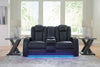 Fyne-Dyme Power Reclining Loveseat with Console - Sapphire