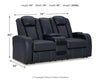Fyne-Dyme Power Reclining Loveseat with Console - Sapphire