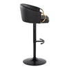 Claire - Adjustable Barstool With Rounded T Footrest (Set of 2) - Black Metal With Gold Metal Accent