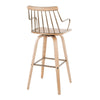 Preston - Fixed-Height Barstool - Whitewashed Wood, Antique Copper Metal
