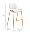 Desi Barstool White & Gold — Set of 2