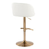 Fran - Adjustable Barstool (Set of 2) - Gold Metal, White Faux Leather