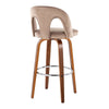 Ava - Upholstered Fixed-Height Barstool (Set of 2) - Walnut Wood Base