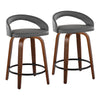 Grotto - 31" Upholstered Fixed-Height Counter Stool (Set of 2) - Walnut Wood Base