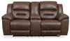 Stoneland Power Reclining Loveseat with Console - Chocolate