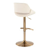 Fabrico - Adjustable Barstool With Swivel (Set of 2) - Gold Metal And Cream Faux Leather With Rounded T Footrest