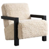 Fitzroy - Faux Fur Upholstered Chair Solid Wood Arms - Latte