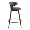 Gardenia - 25" Fixed-Height Counter Stool With Swivel And Rounded Black Metal Footrest (Set of 2) - Black Metal, Black Wood And Gray Faux Leather