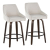 Hannah - 26" Fixed-Height Counter Stool With Swivel And Round Black Metal Footrest (Set of 2) - Walnut Glazed Wood