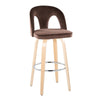 Ava - Upholstered Fixed-Height Barstool (Set of 2) - Natural Wood Base