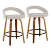 Grotto - 32.5" Upholstered Fixed-Height Counter Stool (Set of 2) - Walnut Wood Base