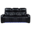Zuma - Faux Leather Dual Power Reclining LED Sofa - Black