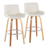 Santi - 30" Fixed-Height Barstool With Swivel And Round Chrome Metal Footrest (Set of 2) - Zebra Wood