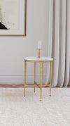 Baldwin - Round Marble Top Side Table - White And Gold