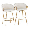 Claire - 26" Fixed-Height Counter Stool With Swivel And Round Gold Metal Footrest (Set of 2) - Gold Metal