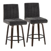 Hannah - Fixed-Height Counter Stool With Swivel And Round Black Metal Footrest (Set of 2) - Walnut Glazed Wood