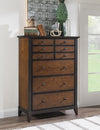 Fenmore Drawer Chest — Mocha and Distressed Cherry