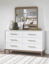 Melrose Rectangular Mirror — Cloud White and Desert Oak