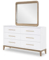Melrose 64-inch Dresser — Cloud White and Desert Oak