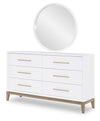 Melrose 64-inch Dresser — Cloud White and Desert Oak