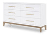 Melrose 64-inch Dresser — Cloud White and Desert Oak