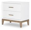 Melrose Nightstand 2 Drawer — Cloud White and Desert Oak