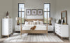 Melrose Poster Bed — California King / Cloud White and Desert Oak