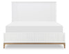 Melrose Sculpted Panel Bed — California King / Cloud White and Desert Oak