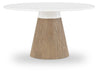 Melrose 54-inch Round Dining Table — Cloud White and Desert Oak