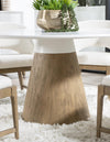 Melrose 54-inch Round Dining Table — Cloud White and Desert Oak