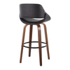 Fabrizzi - 30" Fixed-Height Barstool With Swivel And Round Black Metal Footrest (Set of 2) - Walnut Wood