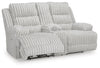 Rhines Falls Power Reclining Loveseat with Console - Alloy