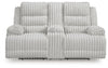 Rhines Falls Power Reclining Loveseat with Console - Alloy