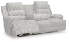 Rhines Falls Power Reclining Sofa with Drop Down Table - Alloy