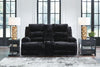 Rhines Falls Power Reclining Loveseat with Console - Onyx